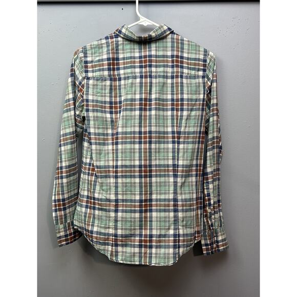 J Crew The Perfect Shirt Womens Size 2 Green Blue Brown Plaid Button Down Cotton - Picture 2 of 6